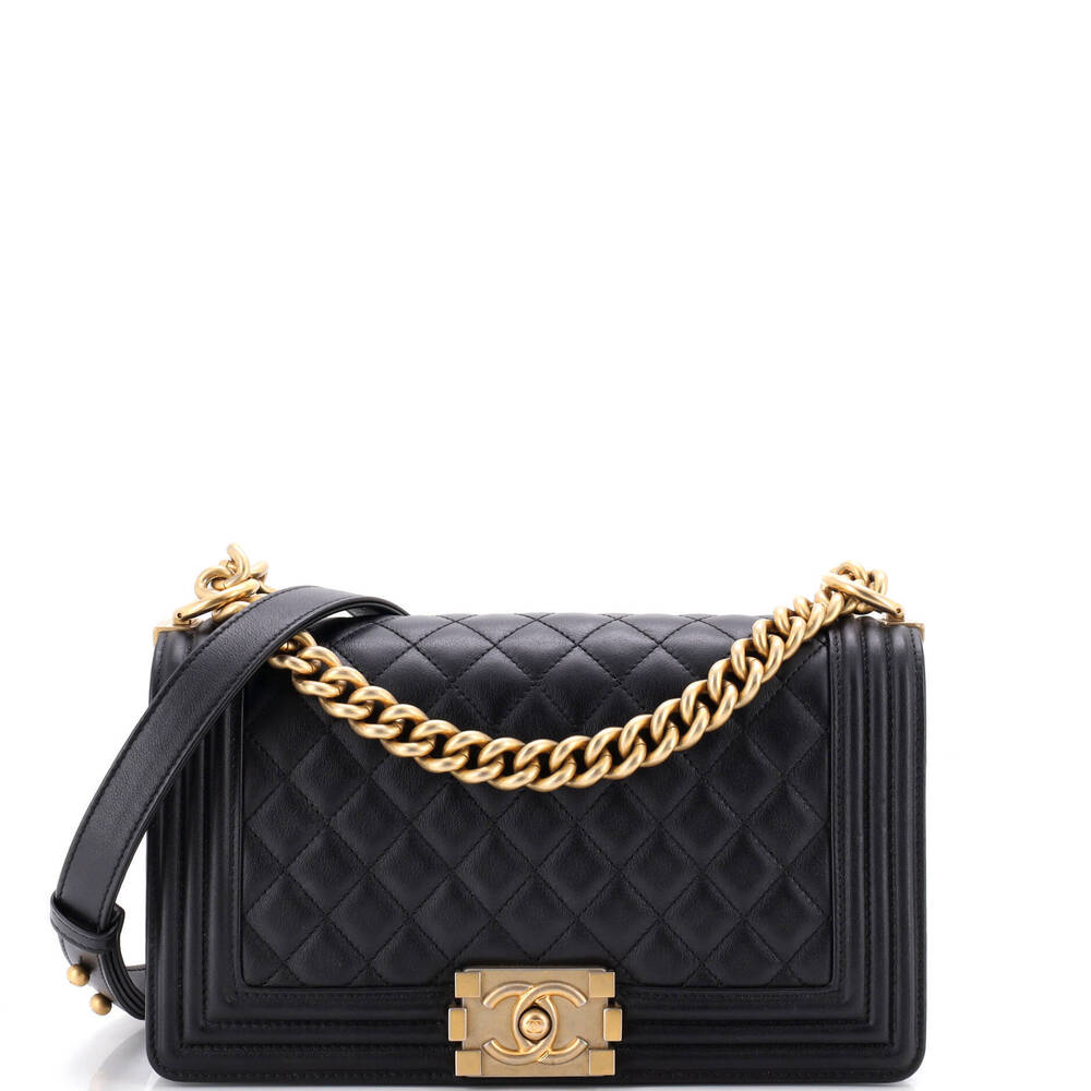 Chanel Old Medium Boy Flap Bag Quilted Calfskin